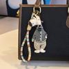 Cute Dressed Hippo Bag Charm, Handmade Fabric Hippo Keychain with Colorful Braided Rope