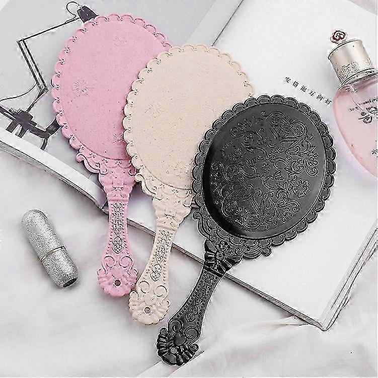 Vintage Hand Mirror with Handle, Portable Vanity Makeup Mirror for Travel, Classic Style Handheld Mirror