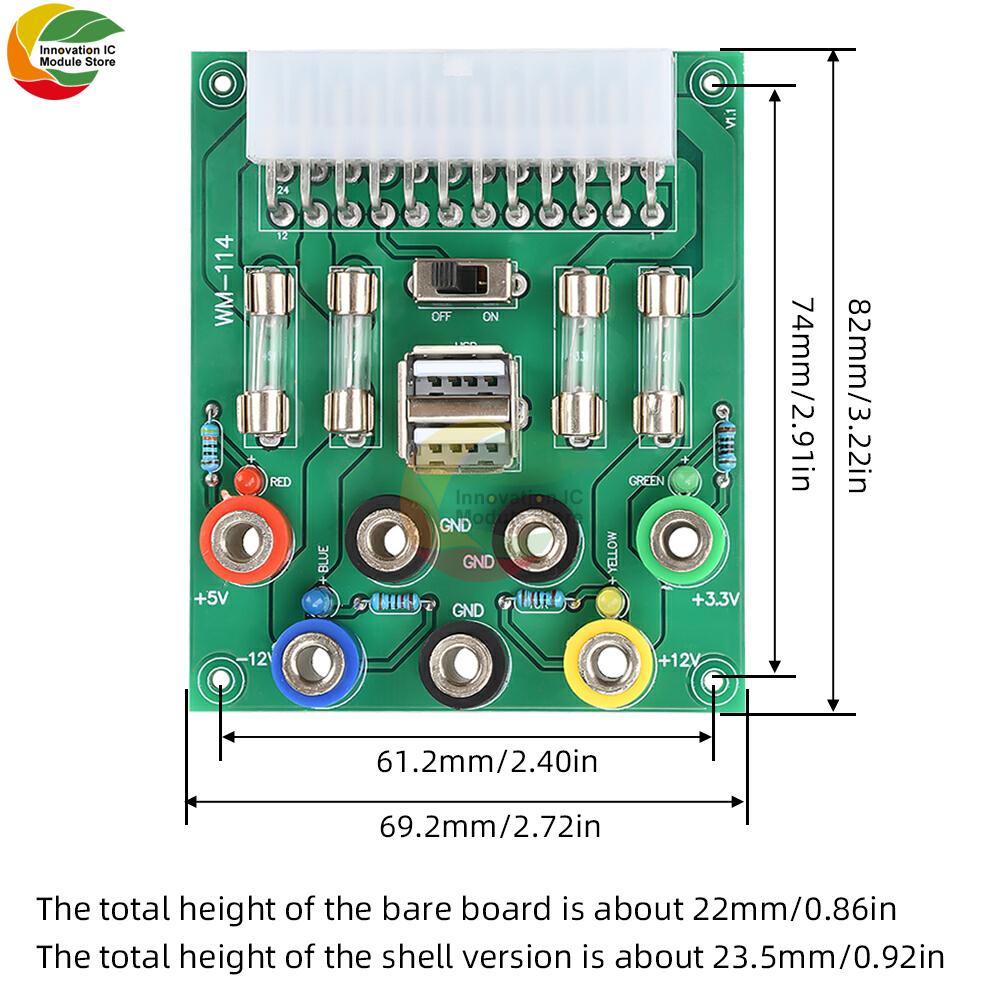 20/24Pin ATX Power Strip Power Adapter Module Desktop Chassis ATX Transfer to Adapter Board 3.3V 5V 12V Wiring Power Supply