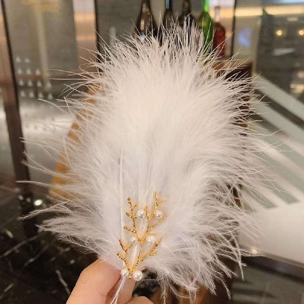 High Quality 12cm Fairy Feather Hairpins Feather Sweet Style Feather Hair Clip Side Clip Feather Barrettes Wedding Party