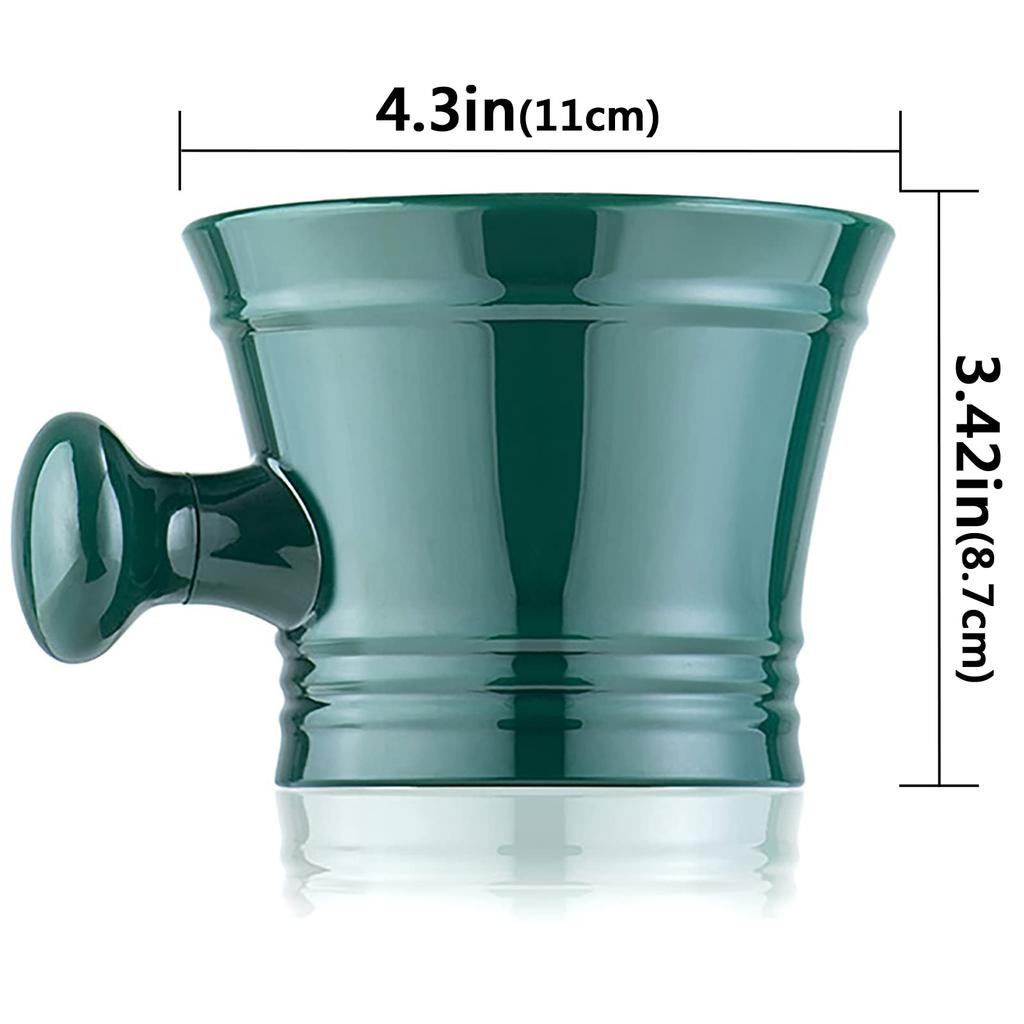 Linkidea Acrylic Shaving Mug with Knob Deep Size Wet Shaving Razor Shave Soap and Cream Bowl for Green Handle, Cup, Men,
