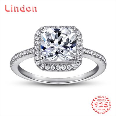 Lindon Classic 925 Sterling Silver Cyrkon Ring Ladies Biżuteria Obietnica ślubna Prezent