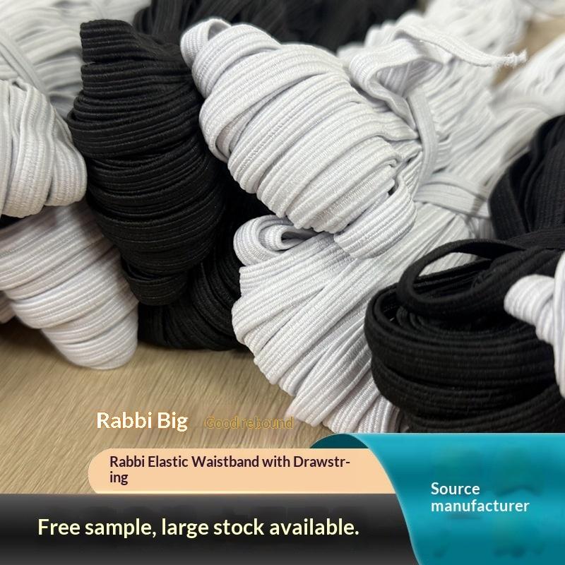7mm Rabbi 1:3.8 High Elasticity Polyester Latex Thread Horse Riding Belt Black White Large Intestine Hair Ring 0.7 Thick Band