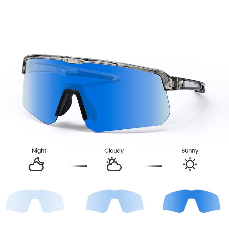 Cycling Photochromic Glasses, Outdoor Bicycle Marathon Windproof Men's Goggles, Sports Glasses Suitable for Day and Night Use for Women