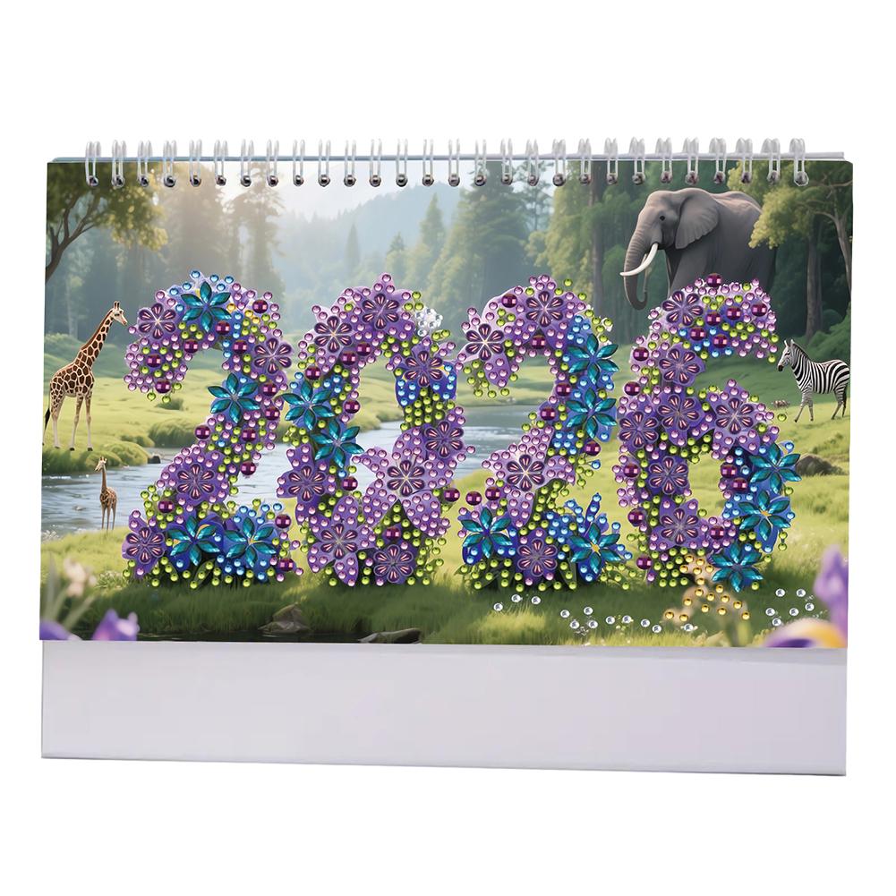 5D/DIY Kalender Diamantmalerei Kalender-Set Diamond Art Papier Tischkalender Glänzende Strasssteine Dekor Kalender Geschenk für Freunde