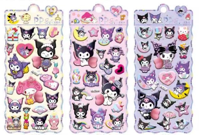 loong Butt Squishy Stickers 3D Sticker Set 011 - Cute, Puffy, Character, Marshmallow, Soft, Squishy, Mochi-like Stickers, Book, Decoration, 3-Piece розовый