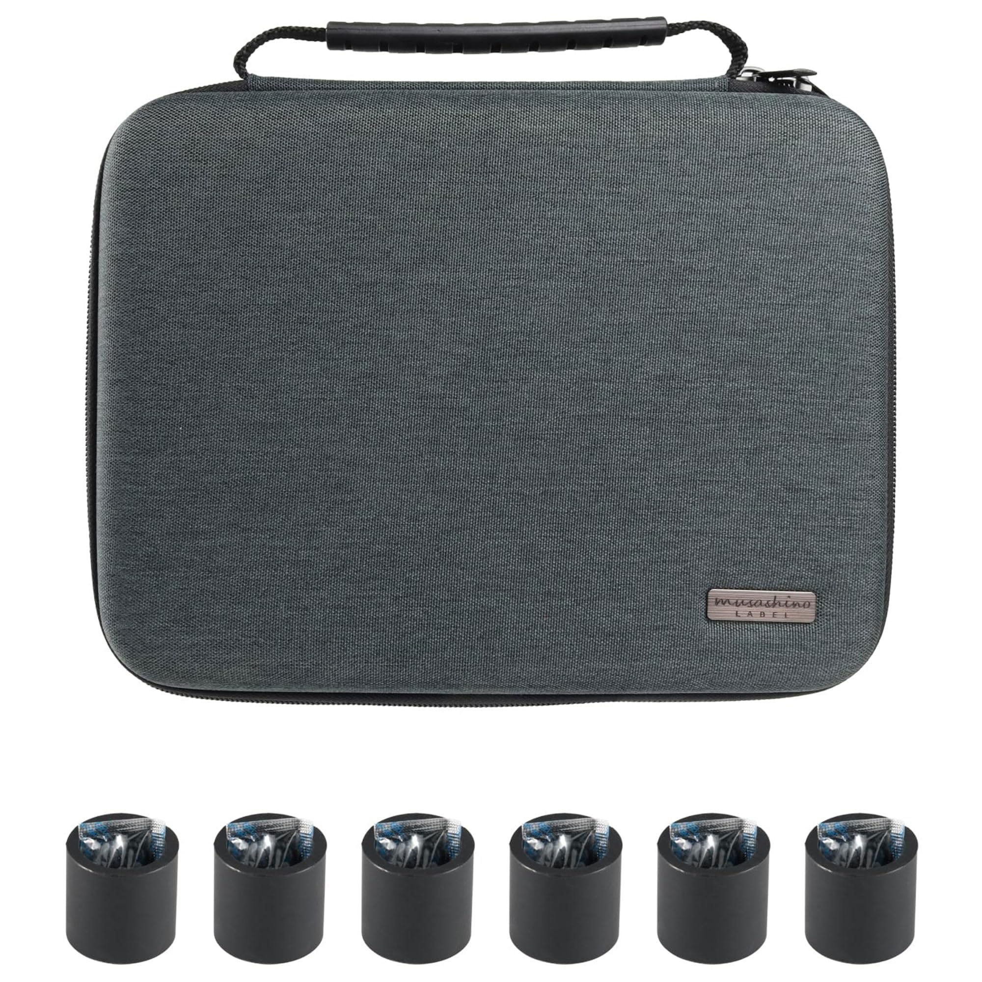 

musashino LABEL Carrying Bag 6-room version, semi-hard type (charcoal gray), with silicone earphone winder (charcoal gray, 6 silicone winders).