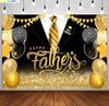 Happy Father's Day Background Gentleman Black Suit Tie Photography Backdrop Evening Party Photo Shooting Props AT-08