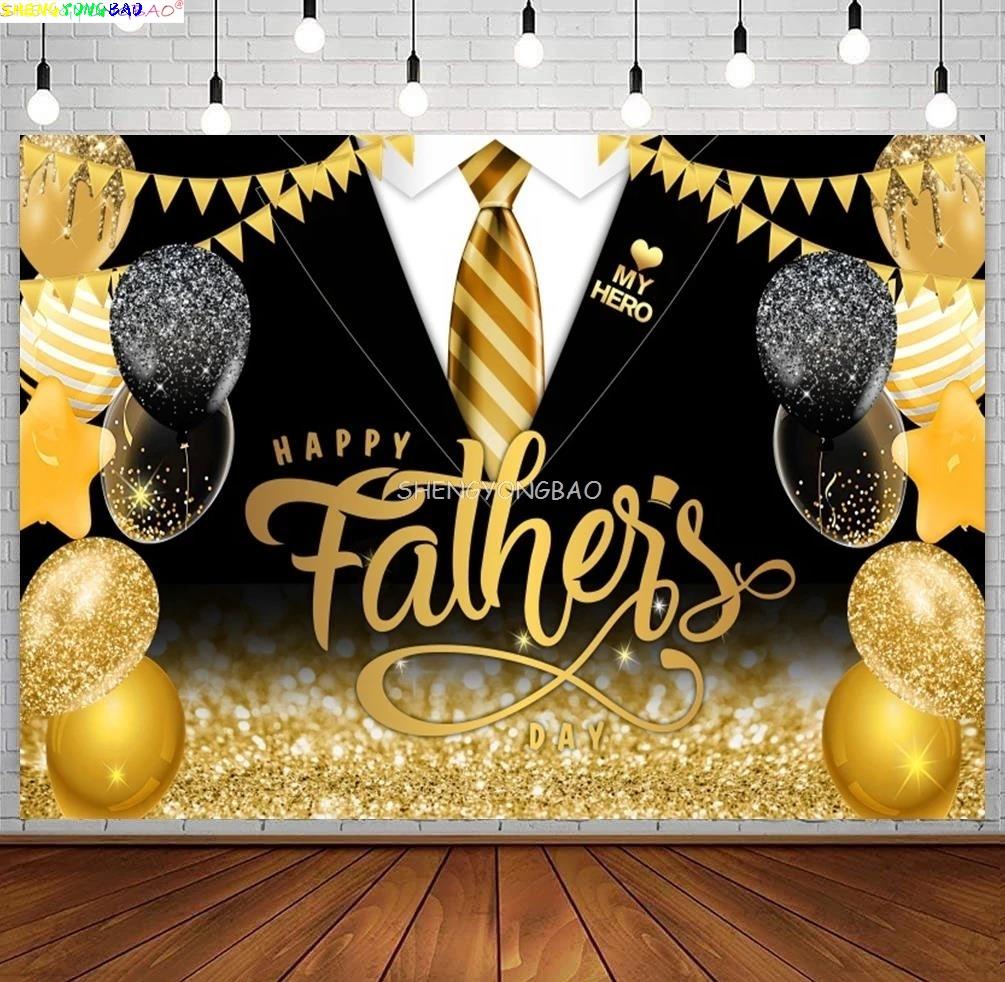 Happy Father's Day Background Gentleman Black Suit Tie Photography Backdrop Evening Party Photo Shooting Props AT-08