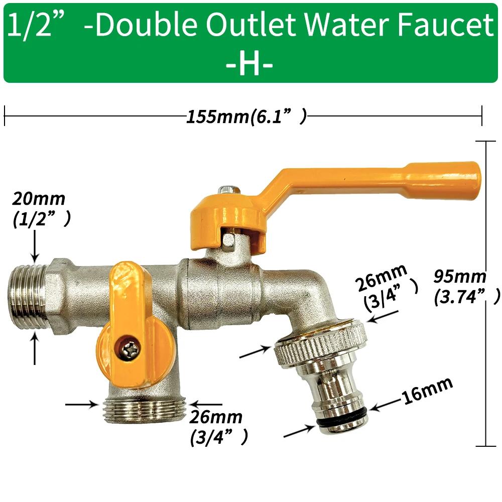 Garden Hose Brass Faucet Adapter 1/2" - Suitable for IBC Tanks, Irrigation Fittings, Reliable Ball Valve Replacement Accessories