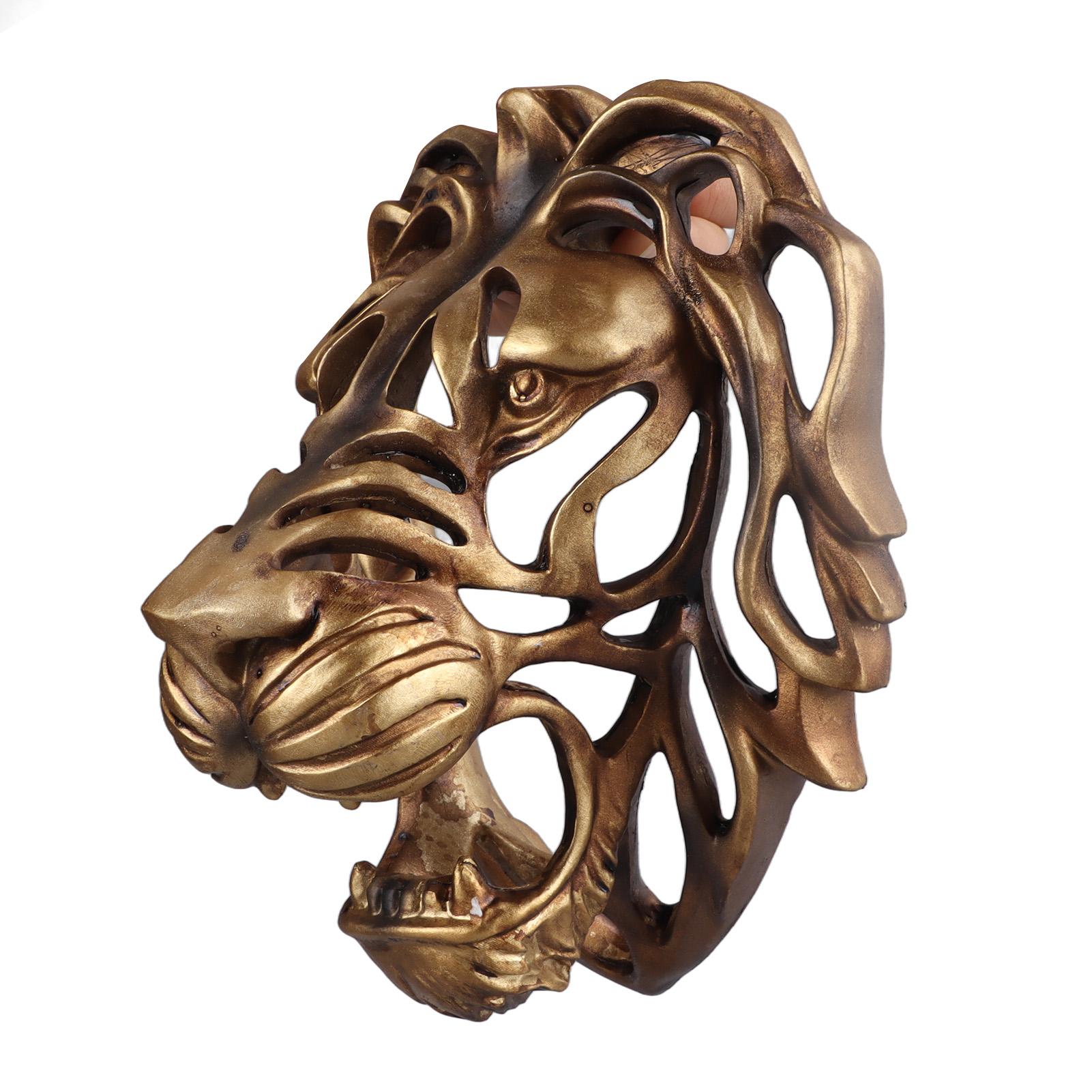 

Lion Head Art Wall Decor Resin Vivid Lion Head Wall Mounted Art Sculpture for Living Room