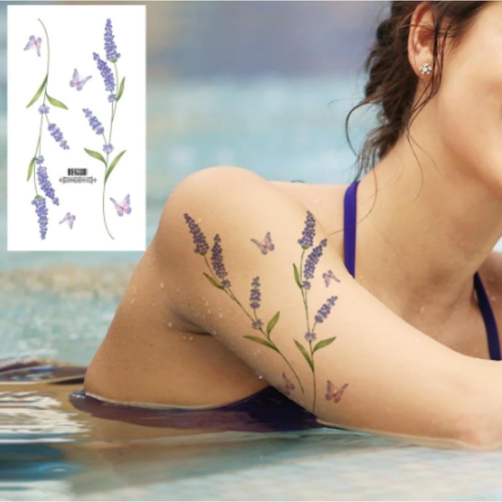 6 Sheets Colorful Flowers Temporary Tattoos Clavicle Chest Tattoo Stickers For Women Body Waterproof Fake Tattoo Wrist Tattoo