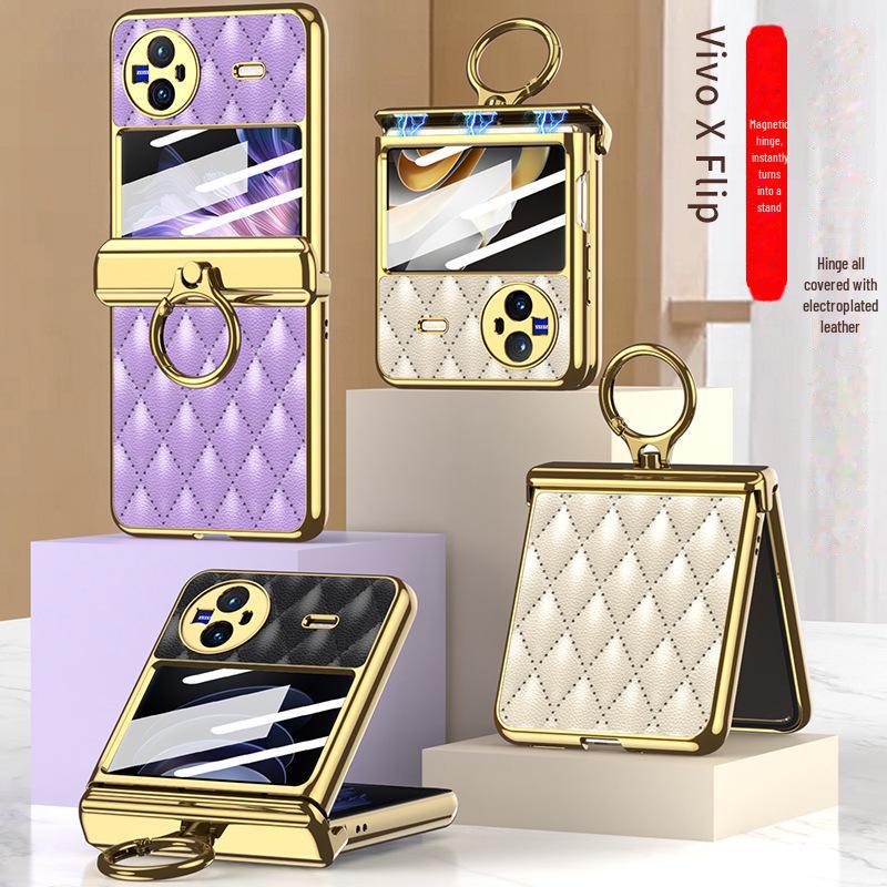 

Чехол для телефона VIVO X Flip с полным покрытием и ромбовидным узором из кожи VIVO X Flip