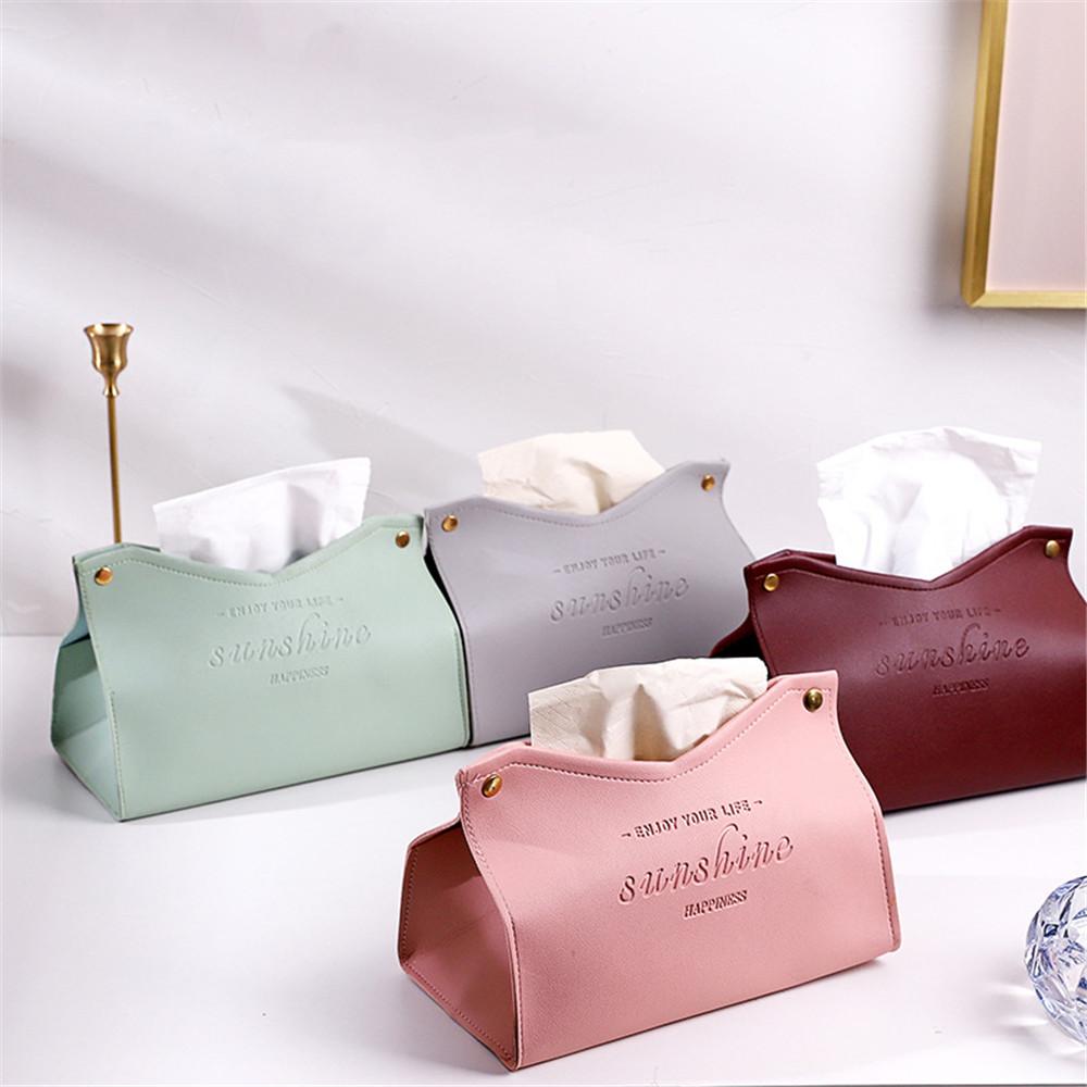 Nodic Environmental PU Leather Napkin Holder Foldable Tissue Box Home Offi Waterproof Dustproof Storage Box Sundries Ontainer