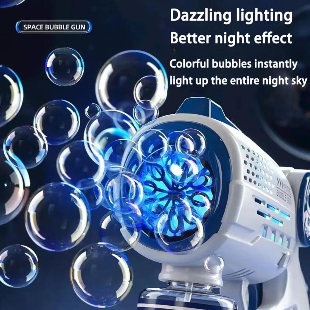 Non-Toxic Astronaut Electric Soap Bubble Machine Automatic Light Bubbles Gun Beach Outdoor Game Pomperos Toys For Children Kids Gift