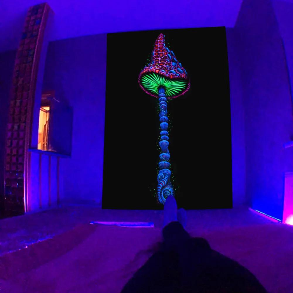 Skull Mushroom Fluorescent Tapestry Home Decor Aesthetics Hippie Bedroom Decoration  Living Room