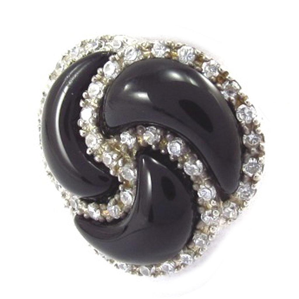 Bague Argent 'Romy' Noir Blanc - 25x25 mm