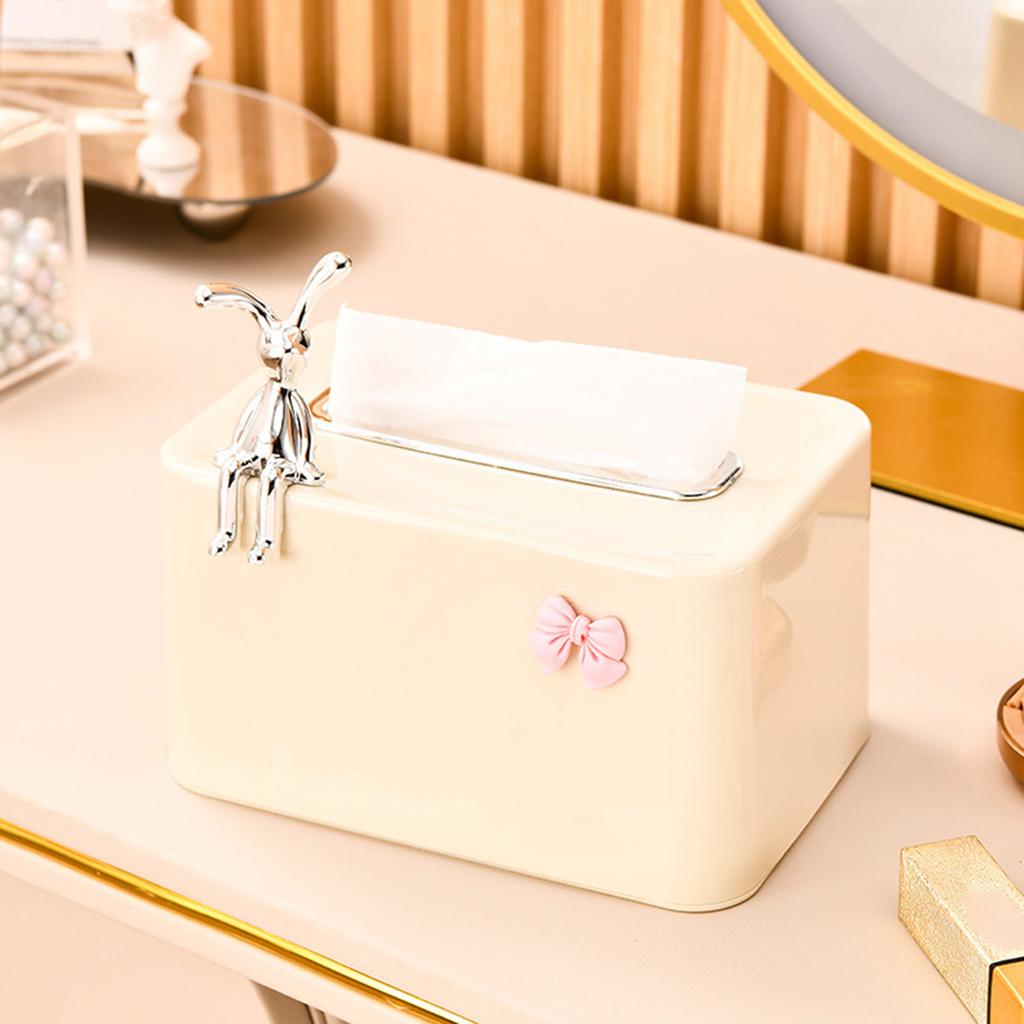 Unique Plastic Tissue Container Paper Towel Stand Tissues Dispenser with Spring Rabbit Napkin Box Cute Paper Container