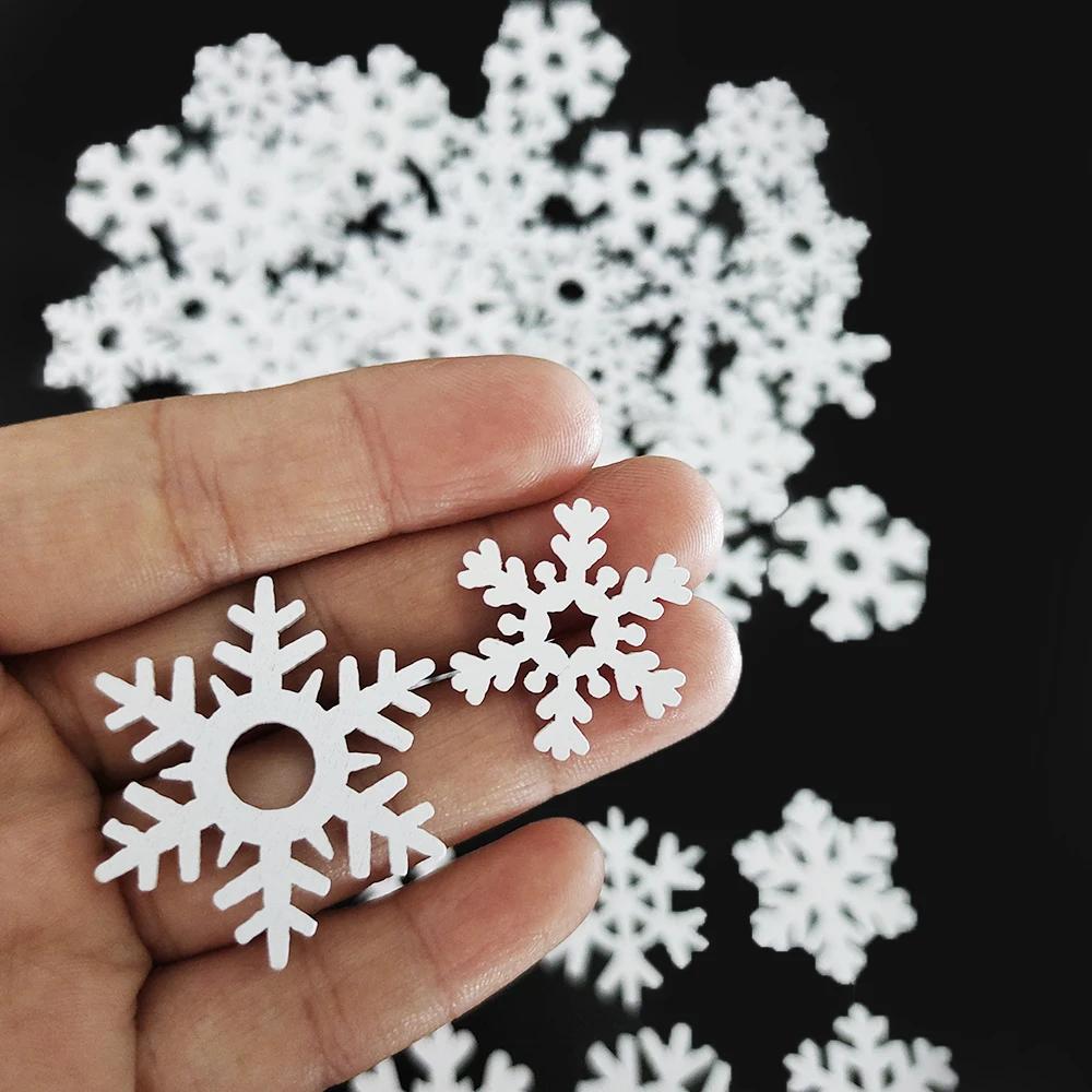50Pcs Mixed Christmas Wood Chips Christmas Wooden Decoration Snowflake Chips Elk Xmax Tree Ornament Christmas Diy Craft Supplies