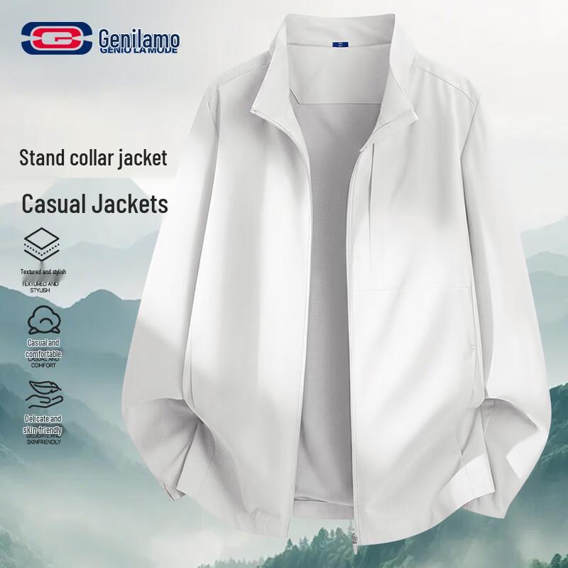 

GENIOLAMODE Men s Retro Workwear Stand-up Collar Jacket M