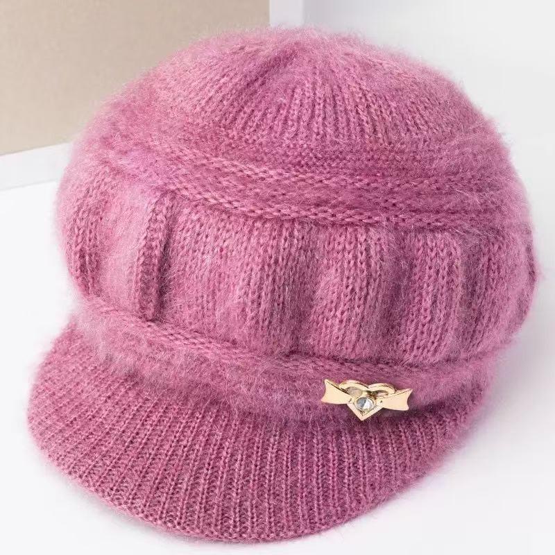 Autumn and winter old man hat knitted warm mother hat medium old plush thickened wool basin hat old lady hat