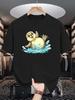 Ocean Animal Unisex Short Sleeve Tshirt Happy Cartoon Seal Water Splash Print O Neck Tee Marine Creature Male Casual Fashion Tops