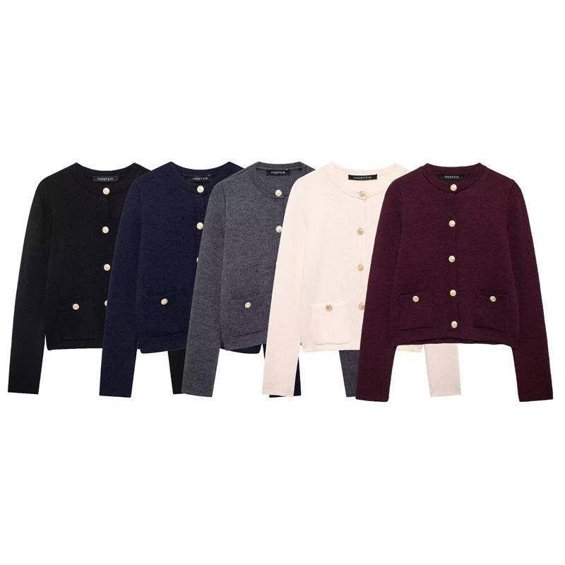 2025 Autumn/Winter New Arrival European & American Style Round Neck Long Sleeve Knit Cardigan