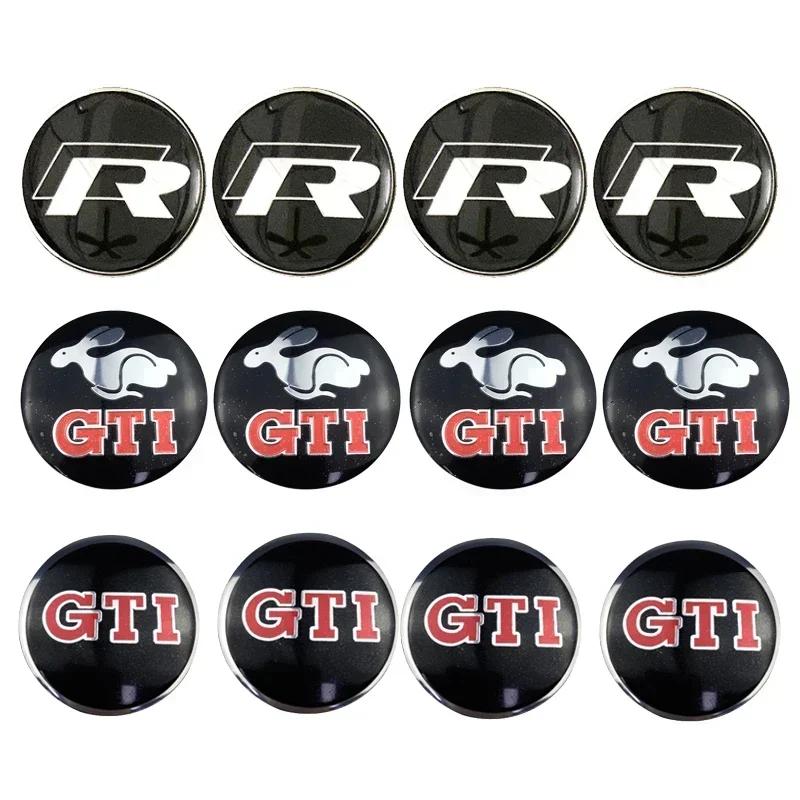 2026 Hot For VW VOLKSWAGEN 65MM Car Wheel Hubcap Stickers Decals for Volkswagen RLINE GTI ABT Golf 5 6 7 Polo Passat Golf Tiguan