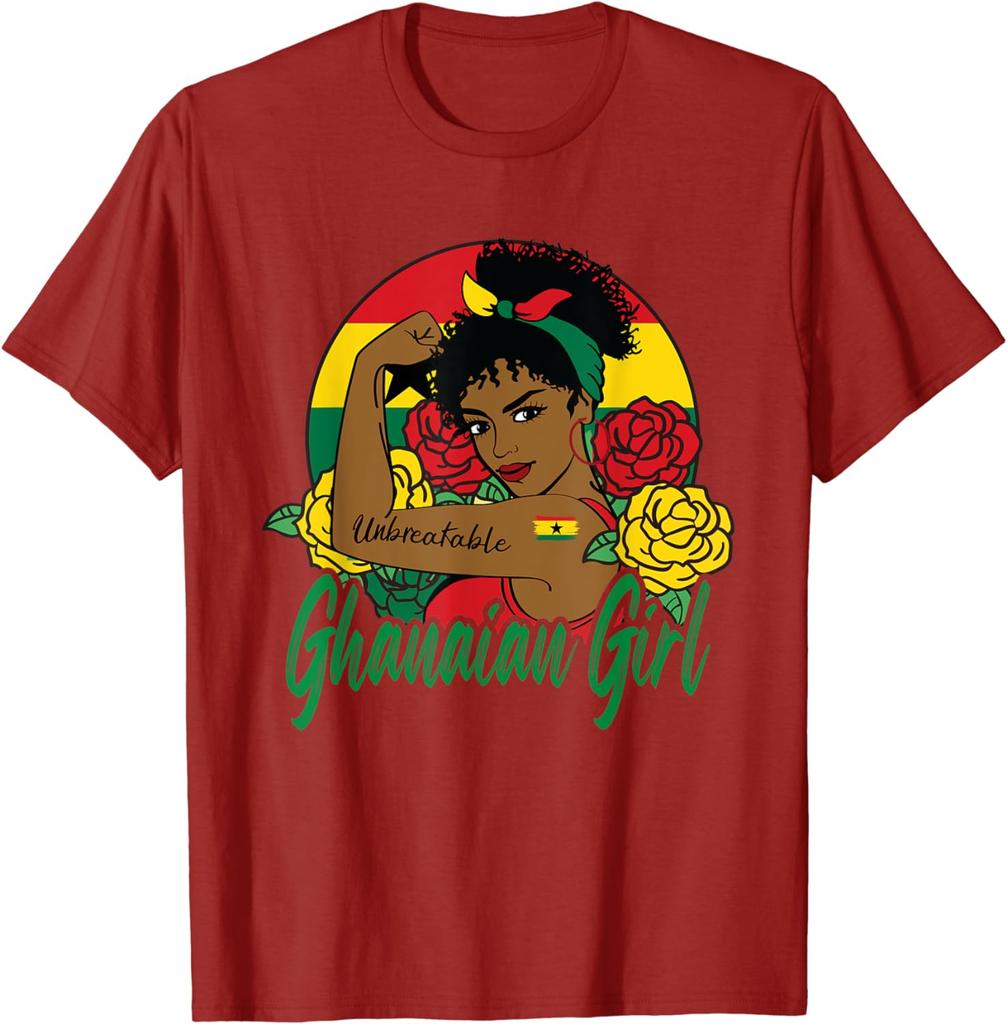 Ghanaian Girl Ghana Woman Ghanaians Flag T-Shirt Flag T Shirts Summer Graphic Cotton Streetwear Birthday Gifts Tee Mens Clothing