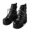 Women's Black Platform Ankle Boots | Punk Chain Accent, Dark Fashion Essential Footwear