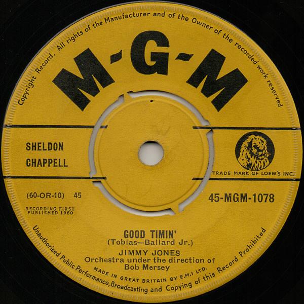 

7inch Record JIMMY JONES - Good Timin 45MGM1078 MGM Records 1960 UK Rock Used