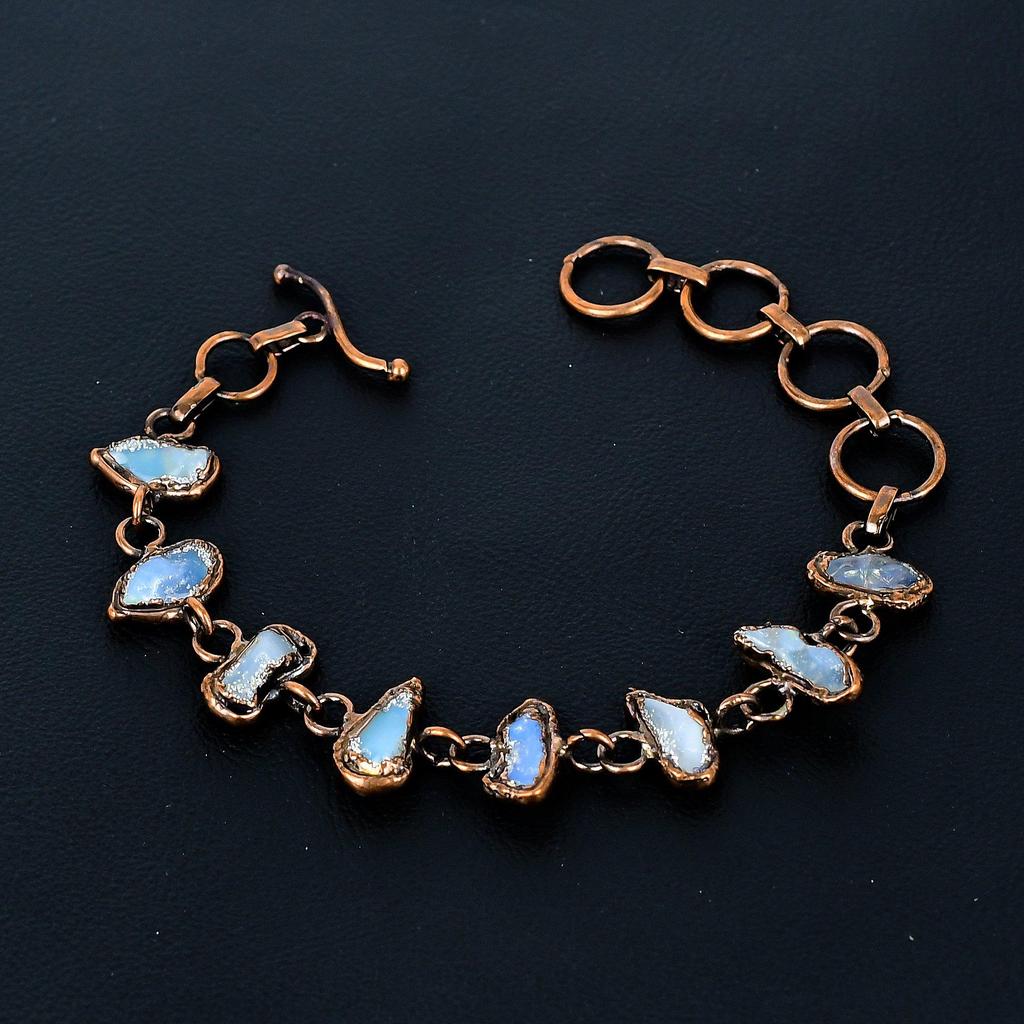 Rainbow Moonstone Bracelet Gemstone Jewelry, Copper Electroformed Bracelet, Adjustable Handmade Beautiful Jewelry Bracelet