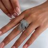 SHIXIN Fashion Stainless Steel Long Tassel Chain Open Rings for Women Charm Hip Hop Geometric 18K Gold Plated Wide Ring Jewelry