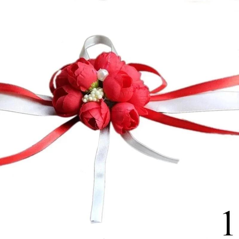 1 PCS Rose Wrist Corsage Bridesmaid Sisters Hand Flowers Artificial Bride Flowers For Wedding Party Decoration Bridal Prom