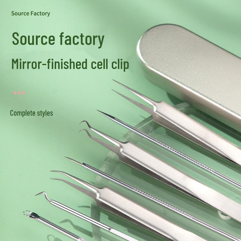 

Stainless Steel Blackhead Remover: Clip, Needle, Tweezers, Pimple Extractor Tool.