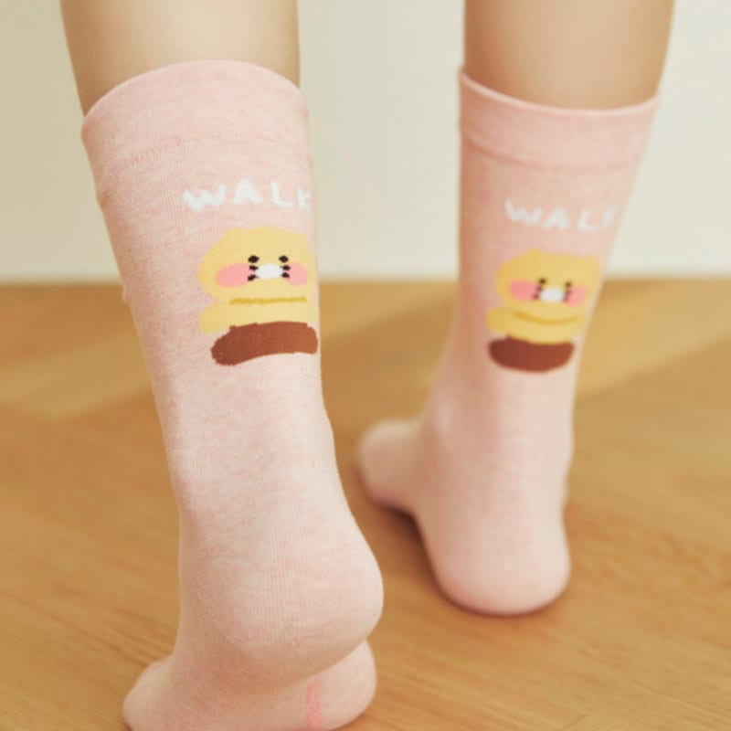 

KAKAO FRIENDS Daily Socks Melange Pink_Chunshik single type