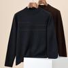 Hengyuanxiang Men's Thick Striped 100% Pure Wool Round Neck Pullover Sweater
