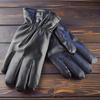 New warm and cold leather gloves men's waterproof Korean version trendy cool velvet thickened gloves women's cold protection