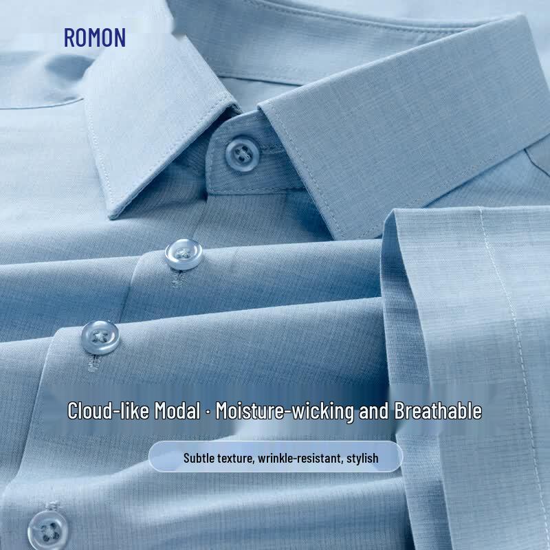 Romon Men s Modal Wrinkle-Resistant Short-Sleeve Shirt 42