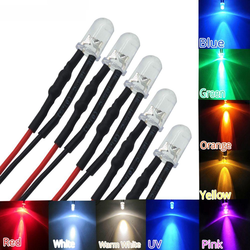 10 pcs DC 12V 5mm Light Emit Diode LED Wired