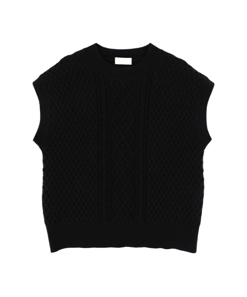 Baseukala Cable Round Neck Knit Vest (3Colors)