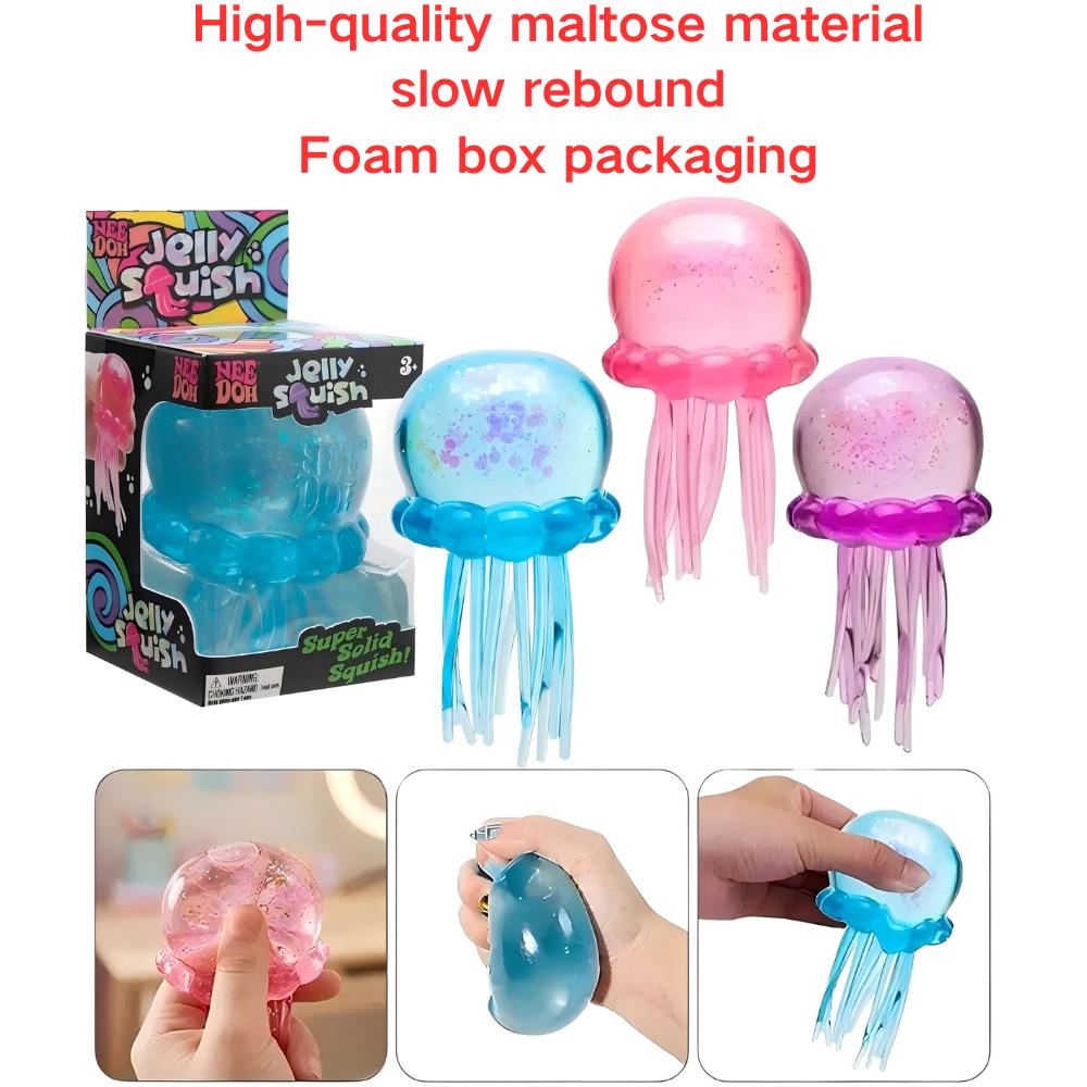 Trending Nee Doh Jellyfish & Cube Squish Toy, Soft Jelly Squeeze Stress Relief Fidget Toy, Sensory Needoh For Kids & Adults
