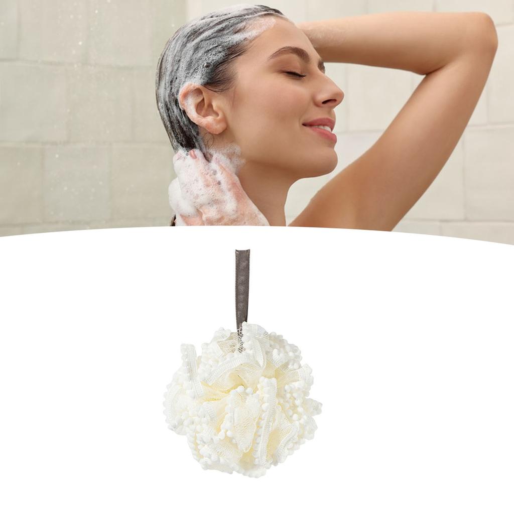 Bath Mesh Sponge Soft Exfoliating Large Rich Dense Foaming Mesh Shower Ball for Men Women Milky