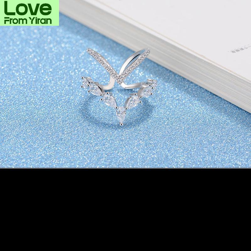 Tone Irregular Double Layer Zirconia Finger Ring Anillos Resizable For Women Rings Bague S R172Trendy Rings