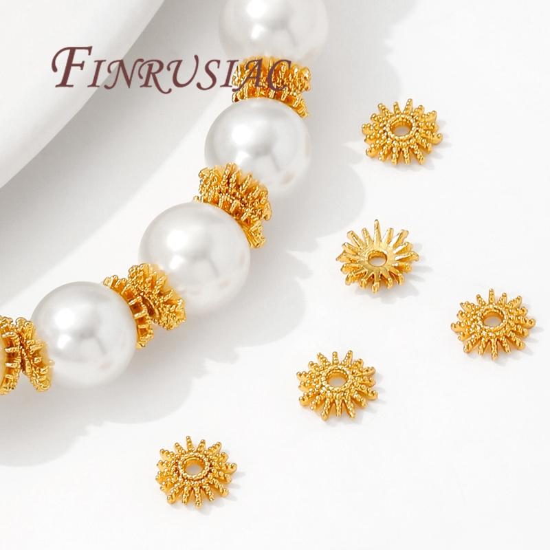 18K Gold Plated Bead Cap 6mm,Caps For Bracelets Bead Spacers,Jewelry Making Supplies DIY Beading Accessories