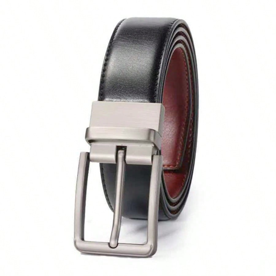Alloy Rotating Needle Buckle Business Versatile Leisure Double Sided Use Men's Belt