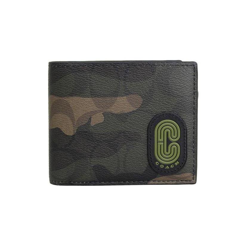 

Coach Fold Wallet 11 Logo Print PVC And Leather Card Holder Coin Purse Camouflage Men Wallets CC0084-QBUOX Camouflage