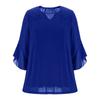 Women's Elegant Ruffled Shiny Stamped Seven-Sleeve Double Layer Mesh Top