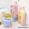 New Multifunctional Folding Transparent Pencil Case - Stylish Stand-Up Design for Students