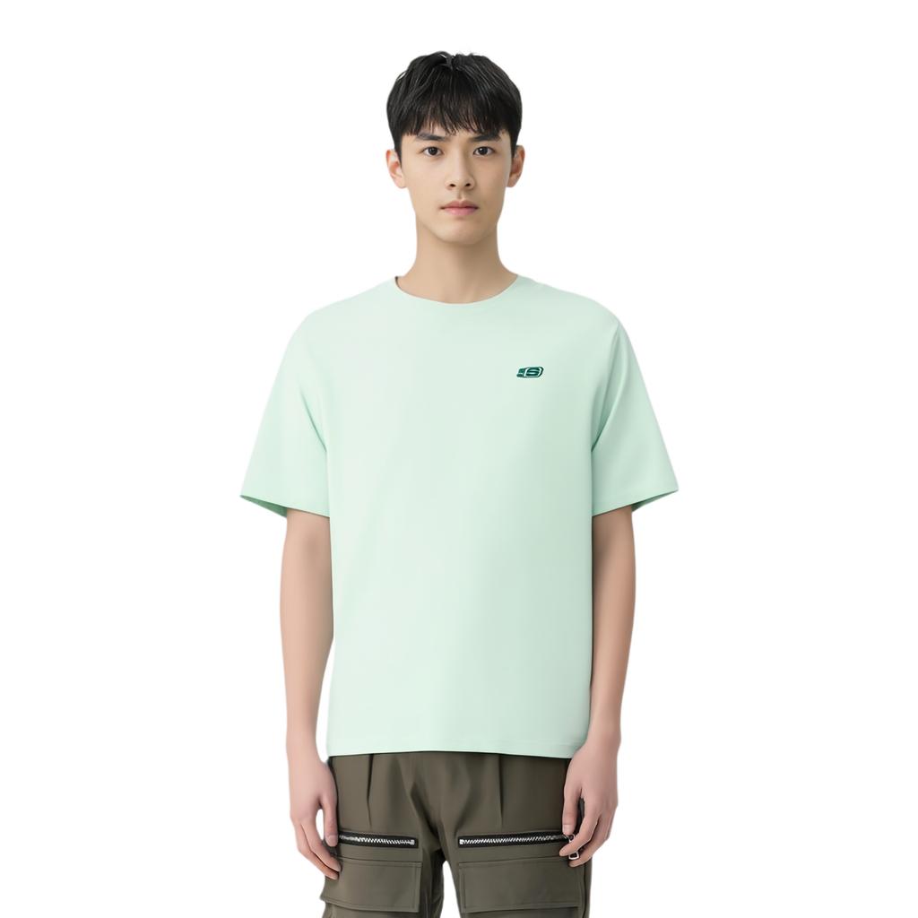 Skechers Solid Color Breathable Round Neck Short Sleeve T-Shirt Unisex Tops Lily-Green L225U086-0215